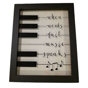When Words Fail Music Speaks Framed Wall Art Piano Keys Music Decor Black Frame